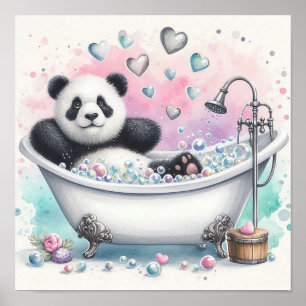 Bubbelbad Panda Poster