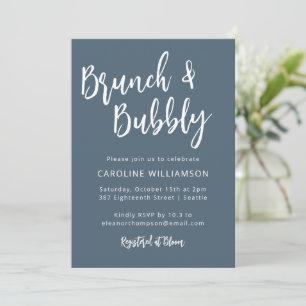 Bubbelblått Trendig i det moderna skriptBrunch Inbjudningar