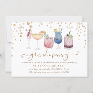 bubbelcocktails guld och glitter öppning inbjudningar