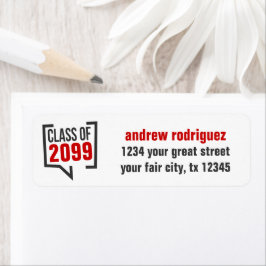 Bubbeletikett för Red Class Year Tal Returadress Etikett