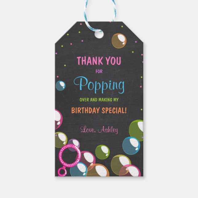 Bubbelfödelsedagstack för att du gynnar presenten  presentetikett (Framsidan)