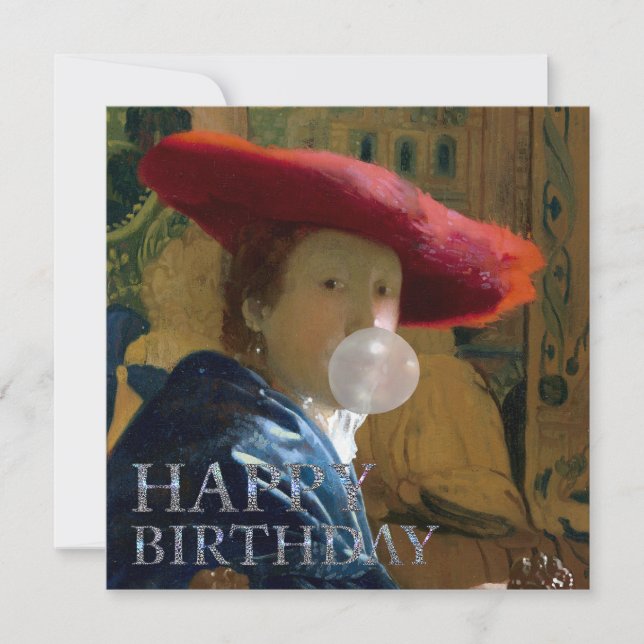 Bubbelgum Diva blåsande bubbelgummi Grattis på föd Kort (Framsida)