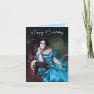 Bubbelgum Diva i blå satäng Grattis på födelsedage Kort