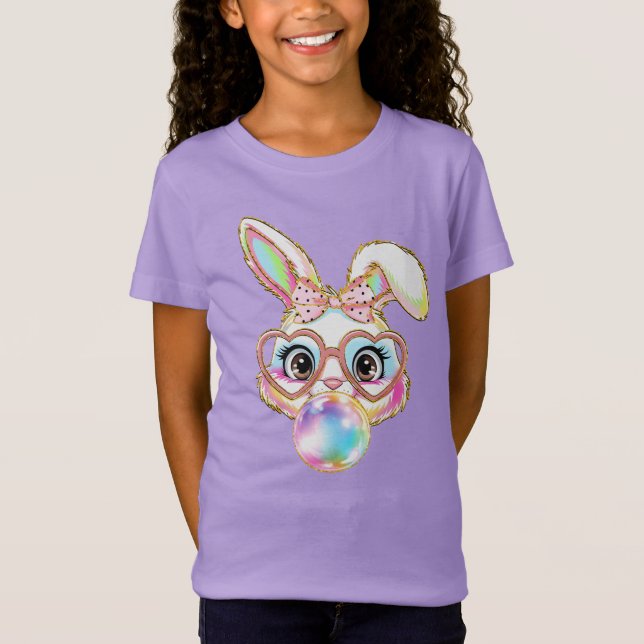 Bubbelgum för påskhare-popup-konst t shirt (Framsida)