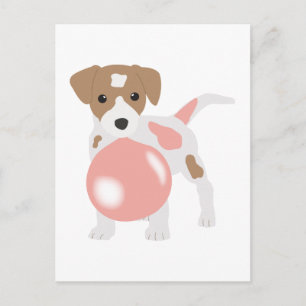 Bubbelgum-Hund som blåser bubblor Vykort