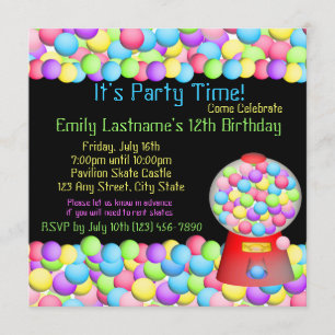 Bubbelgum Party Inbjudningar
