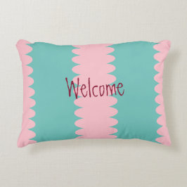 Bubbelgum rosa och teal, söt, välkommen, din text prydnadskudde