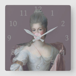 Bubbelgummi Diva som blåser en rosa bubbelgummi Fyrkantig Klocka