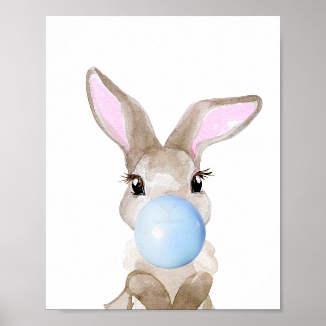 Bubbelgummikanin Unge Barnkammare Skog Poster (Framsidan)