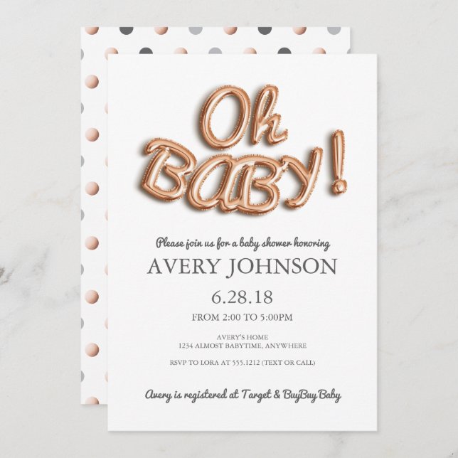 Bubbelinbjudan till fotolybubblan Oh Baby Baby Sho Inbjudningar (Fram/baksida)