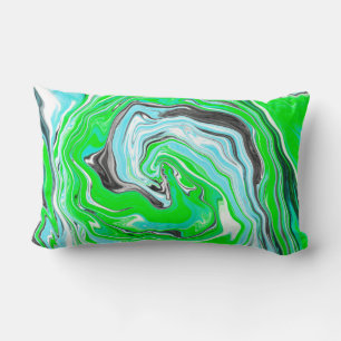 Bubbelkonst av typen Lime Green och Aqua Blue Abst Lumbarkudde
