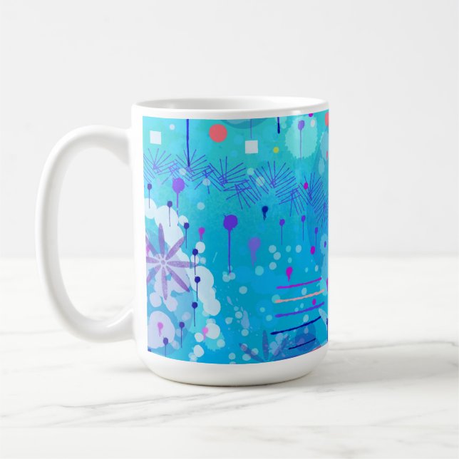 Bubbelmaskinen: Blå Abstrakt Konst  Kaffemugg (Vänster)