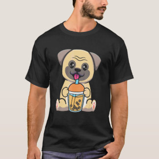 Bubbelmjölkte Pug Söt Pug Dricker Boba Mjölkte T Shirt