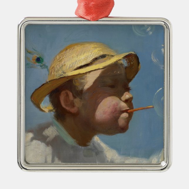 Bubbelpojken (av Paul Peel) Julgransprydnad Metall (Framsidan)