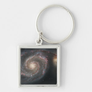 Bubbelpoolgalaxen (M51) och följegalax Fyrkantig Silverfärgad Nyckelring