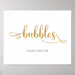 Bubbelsändning av ro Guld Poster - Bröllop-tecken