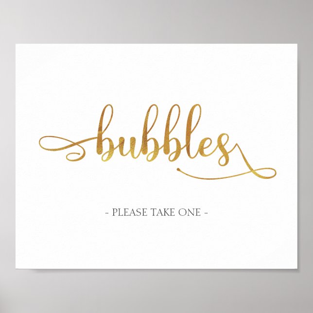 Bubbelsändning av ro Guld Poster - Bröllop-tecken (Framsidan)