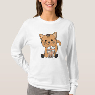 Bubbelte teakat med choklad, sötat djurkatt t shirt