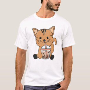 Bubbelte teakat med choklad, sötat djurkatt t shirt