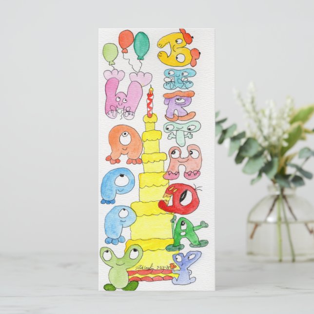 Bubbeltecken för Tecknaden grattis på födelsedagen (Stående Fram)