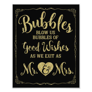 Bubbeltecknet bröllop poster bröllop, guld bröllop