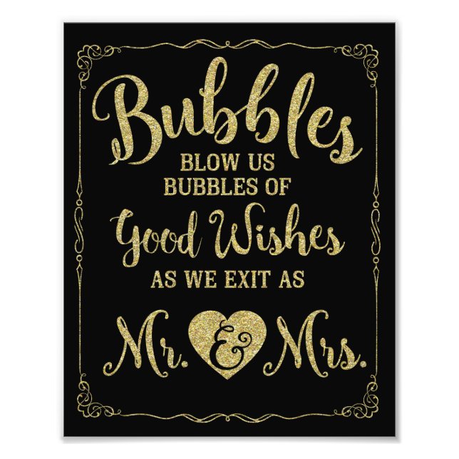 Bubbeltecknet bröllop poster bröllop, guld bröllop (Framsidan)