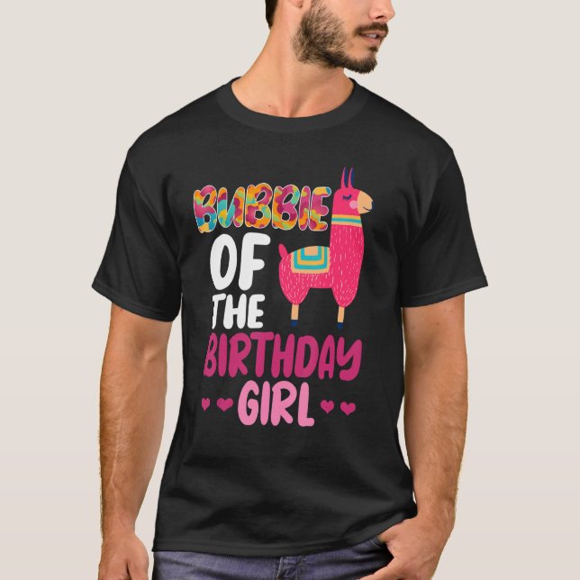 Bubbie of the Birthday Girl Llama Bday Alpaca Cele T Shirt (Framsida)