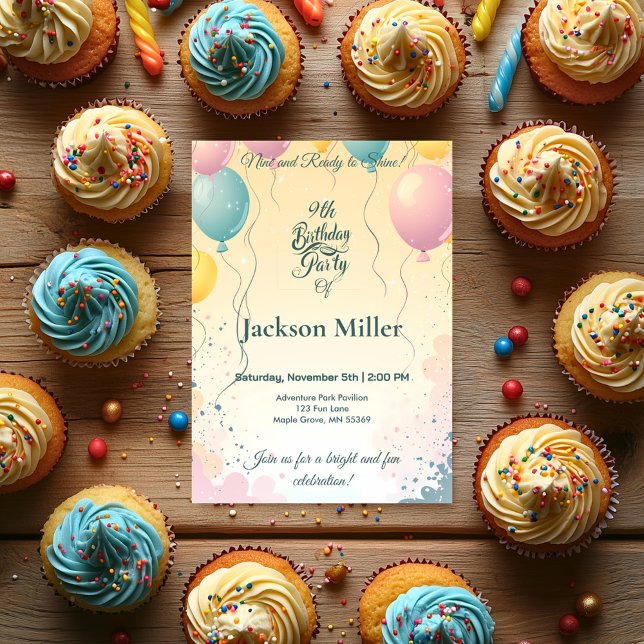 Bubbig Bunny med Balloon Anpassade Birthday Inbjudningar (Skapare uppladdad)