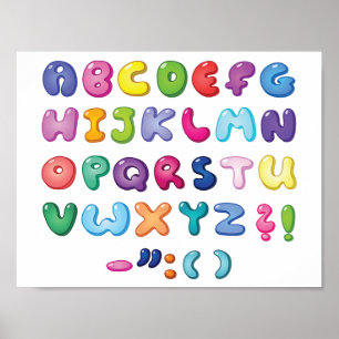 Bubbla alfabetuppsättningen poster