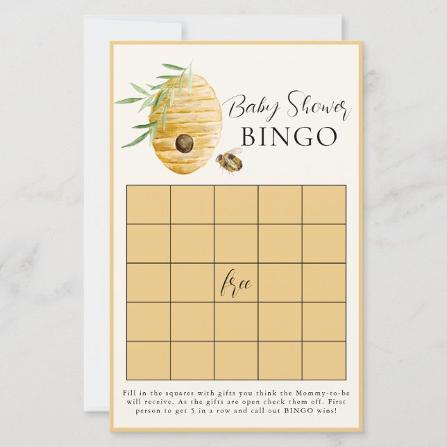 Bubbla Baby Shower Gul Bingo Spelkort (Framsida)