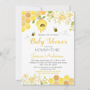 Bubbla Baby Shower Inbjudningar Pojke Flicka Humla