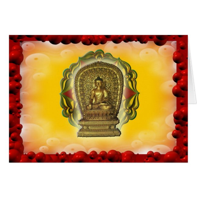 Bubbla Buddha Hälsningskort (Framsidan Horizontal)