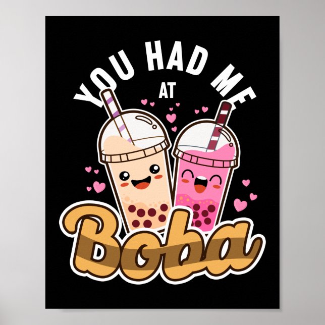 Bubbla du hade mig på Boba Tea Heart Poster (Framsidan)