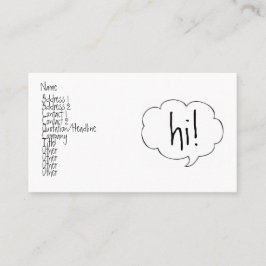 BUBBLA HI! profilera kortet Visitkort