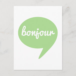 bubbla i grönt tal, Fransk ord art Vykort