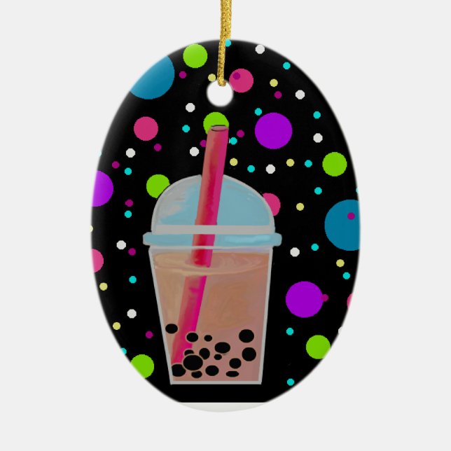 Bubbla Tea - bubbla bakgrund Julgransprydnad Keramik (Framsidan)