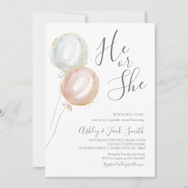 Bubblad Gender-inbjudan Inbjudningar (Framsida)