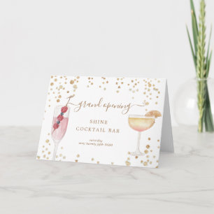 bubblande cocktail guld och glitter öppning kort