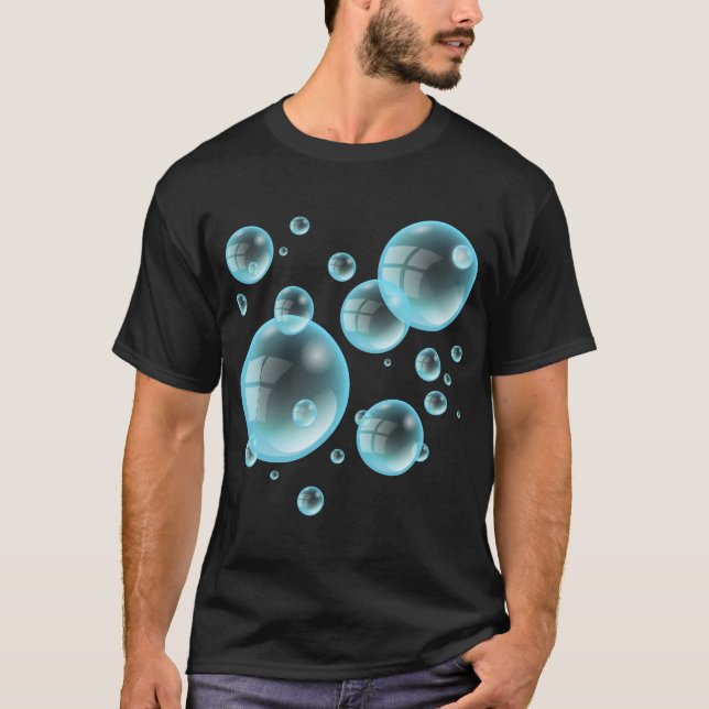 Bubblar av turkos Blue Soapy Shampoo Luft T Shirt (Framsida)