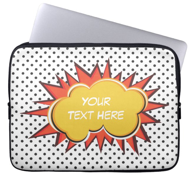 Bubblar beställnings- text för humorbokexplosionen laptop sleeve (Framsidan)