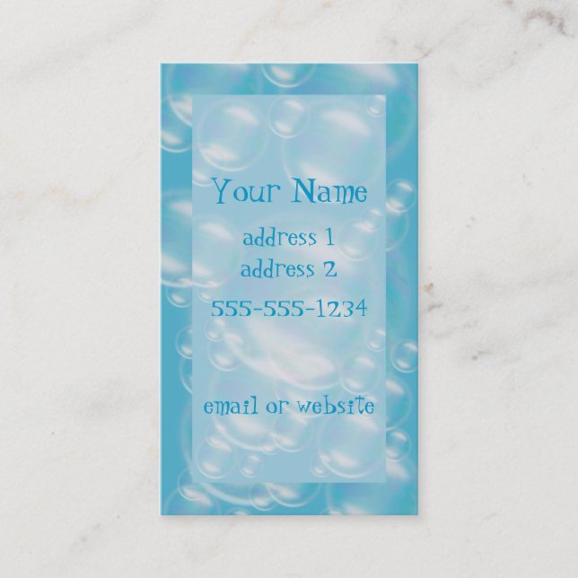 bubblar, bubblar och bubblar mer visitkort (Framsida)