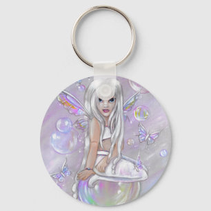 "Bubblar fjärilar och: Vit" Keychain Nyckelring