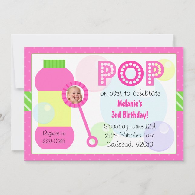 Bubblar födelsedagsfesten inbjudningar (Framsida)