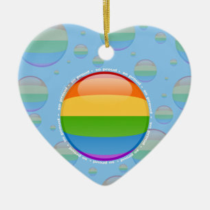 Bubblar glad lesbisk pride för regnbåge flagga julgransprydnad keramik