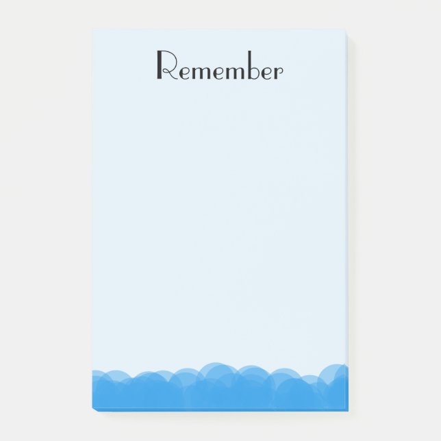 Bubblar i blått post-it block (Framsida)