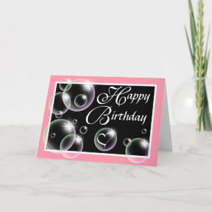 Bubblar i grattis på födelsedagen - Rosa Greeting  Kort