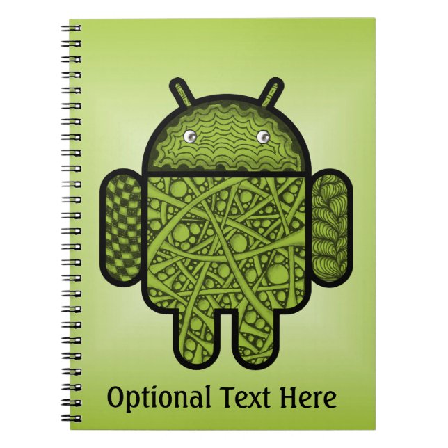 Bubblar klotterteckenet för den Android™ roboten Anteckningsbok Med Spiral (Framsidan)