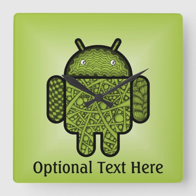 Bubblar klotterteckenet för den Android™ roboten Fyrkantig Klocka (Framsida)