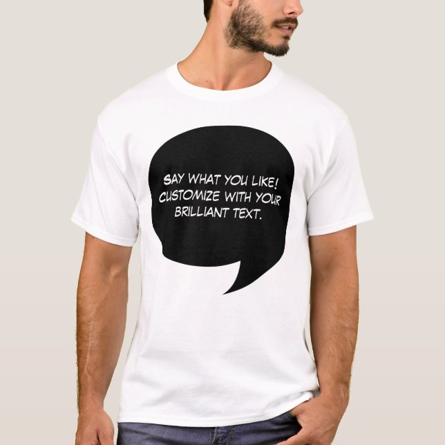 Bubblar komiskt tal för beställnings- text tee shirt (Framsida)
