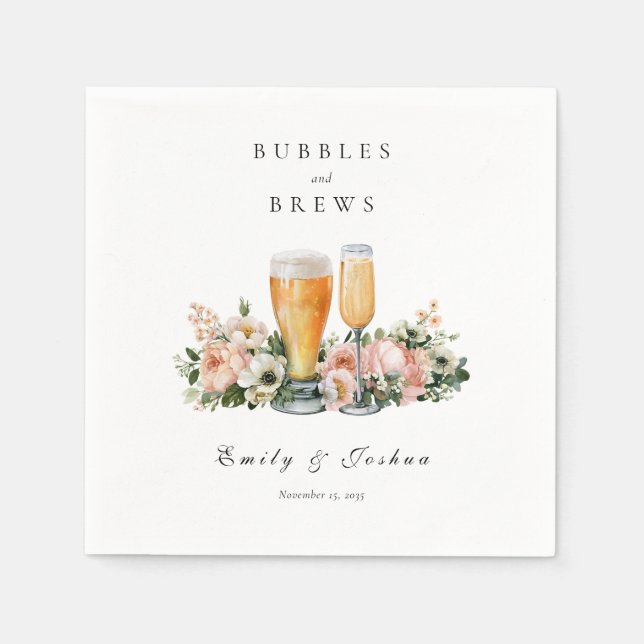 Bubblar och drycker par-baby shower pappersservett (Framsidan)